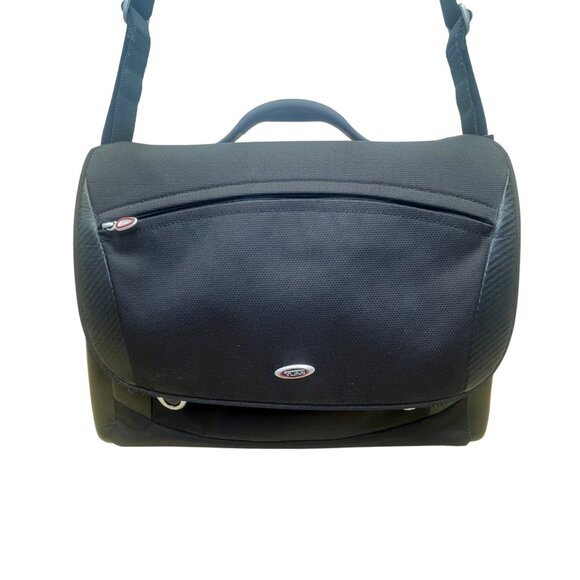 Tumi Men’s Black Nylon Adjustable Strap Durable Travel Laptop Messenger Bag - Picture 2 of 16